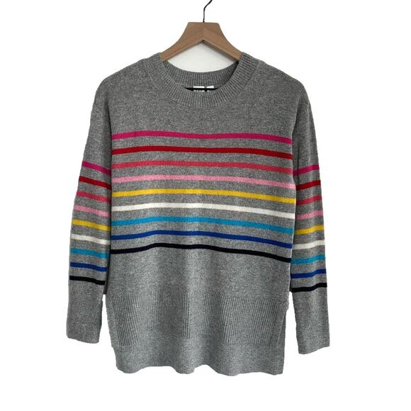 Gap Wool Blend Gray Rainbow Stripe Sweater Size XS - Picture 5 of 12
